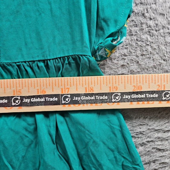 NEW Savanna‎ Jane Top Blouse Women Small Colorful Embroidered Green Boho - Picture 6 of 8